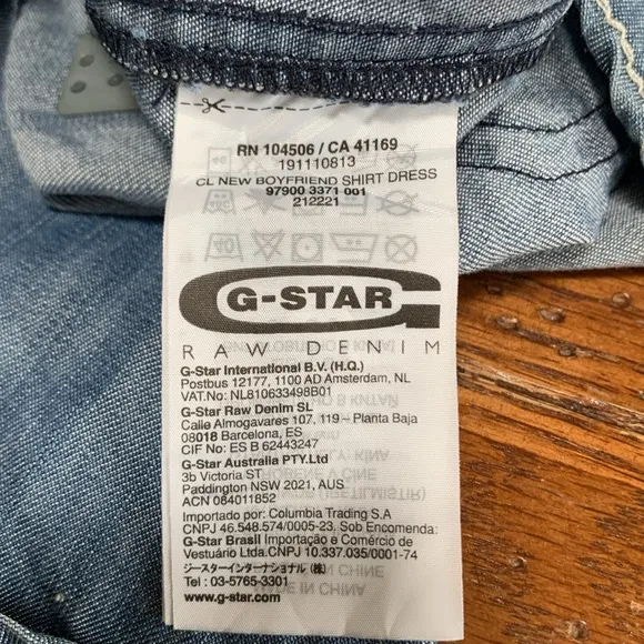 G-Star RAW Denim CL New Boyfriend Shirt Dress Women’s Snap Front Size Medium