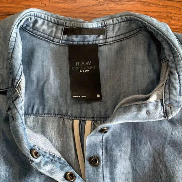 G-Star RAW Denim CL New Boyfriend Shirt Dress Women’s Snap Front Size Medium