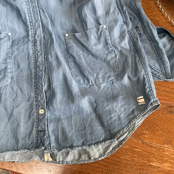 G-Star RAW Denim CL New Boyfriend Shirt Dress Women’s Snap Front Size Medium