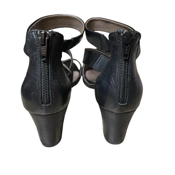 Gabor Wonens Black Leather Strappy Block Heel Sandals Size 7.5