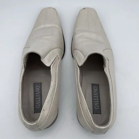 Galliano Lavorazione Artigiana Dress Loafers Men’s US 7 / 40 White Leather Italy