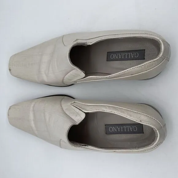 Galliano Lavorazione Artigiana Dress Loafers Men’s US 7 / 40 White Leather Italy