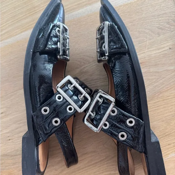 Ganni buckle ballet flats