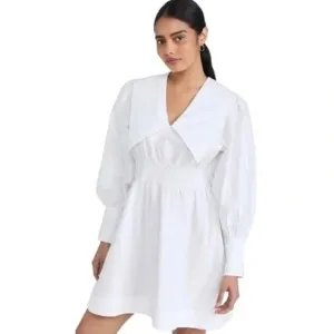 GANNI Poplin Collar Mini Dress White Size 42 IT 6 US NWT