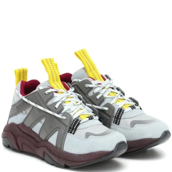 GANNI Shoes Womens EU 41 US 11 Grey Tech Chunky Mixed-Media Sneakers Luxury