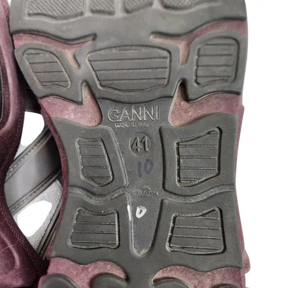 GANNI Shoes Womens EU 41 US 11 Grey Tech Chunky Mixed-Media Sneakers Luxury