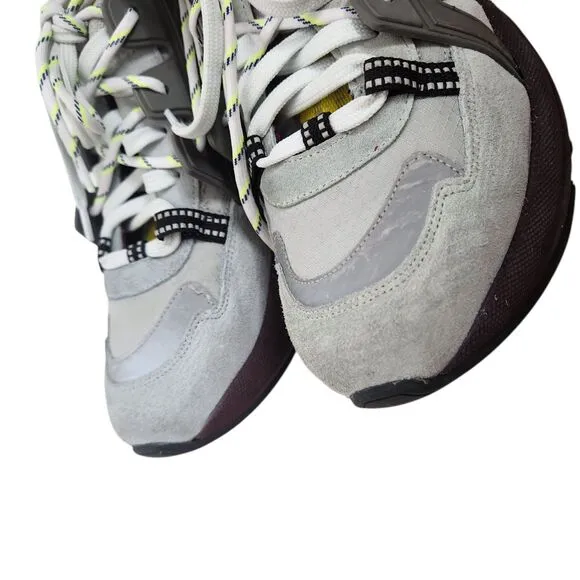 GANNI Shoes Womens EU 41 US 11 Grey Tech Chunky Mixed-Media Sneakers Luxury