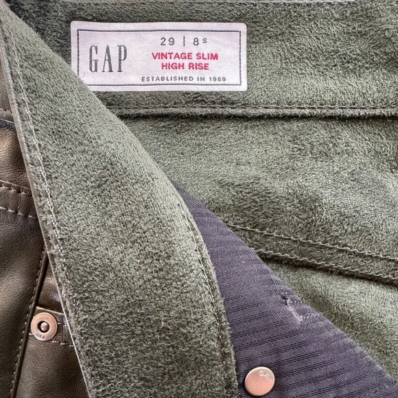 GAP Vintage Slim High Rise Faux Leather Jeans| Pants – Size 29 | 8