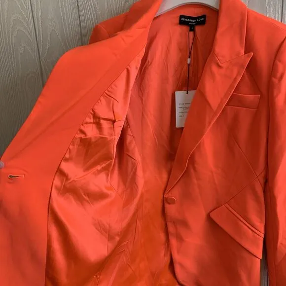 Generation Love Hudson Crepe Blazer Papaya Small NWT