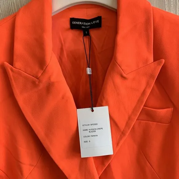Generation Love Hudson Crepe Blazer Papaya Small NWT
