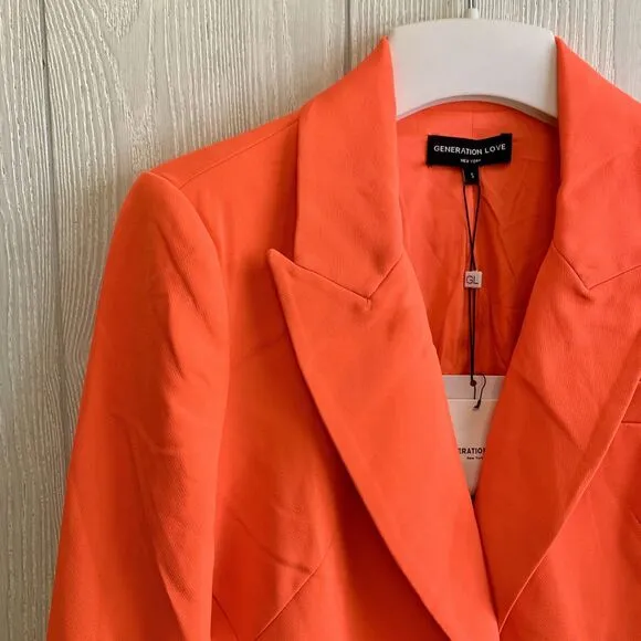 Generation Love Hudson Crepe Blazer Papaya Small NWT
