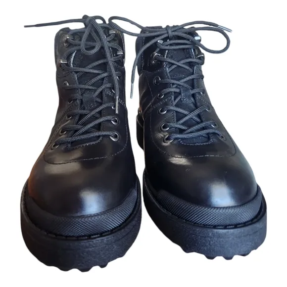 GEOX Nevegal Amphibioux ABX Size 6 Black Leather Hiking Boots Ankle Waterproof