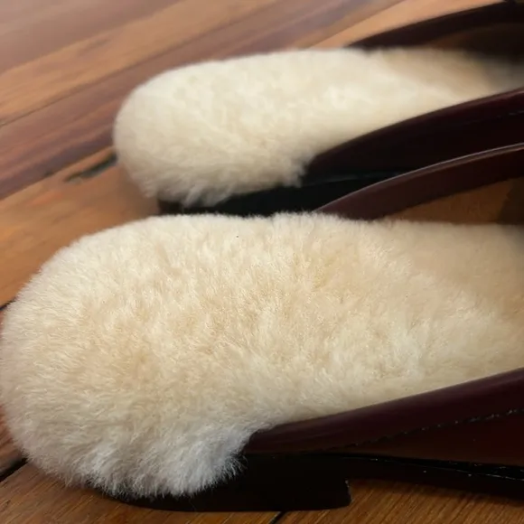 G.H. Bass Originals Weejuns Burgundy Leather Mule Loafers Shearling Lining 6.5
