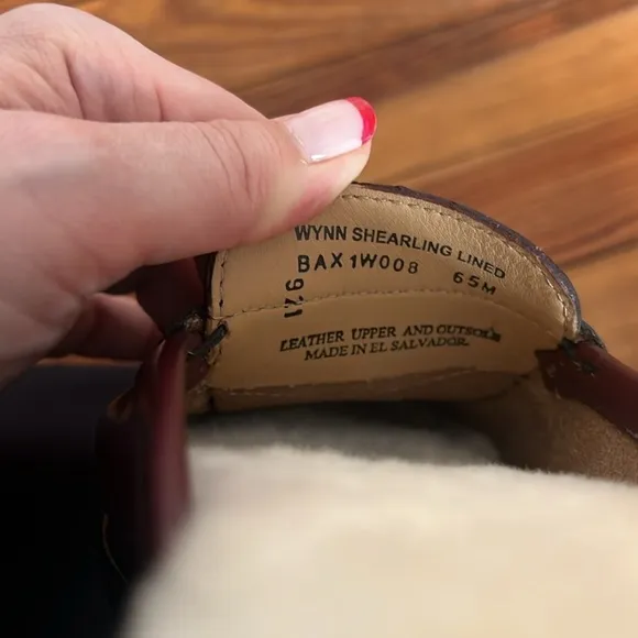 G.H. Bass Originals Weejuns Burgundy Leather Mule Loafers Shearling Lining 6.5