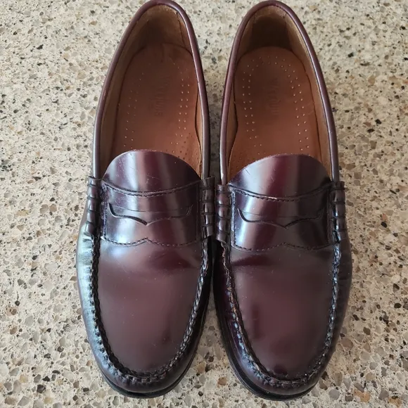 GH Bass Weejuns Penny Loafers Mens 8 1/2 D Burgundy Leather Classic Dress Shoes