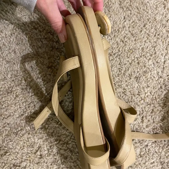 Gia Borghini x RHW Women's Rosie 18 Beige Leather Strappy Sandals Size 38