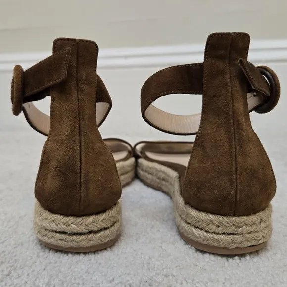 Gianvito Rossi Sandals Espadrilles Portofino Suede Brown Italian EU 36.5 US 6.5