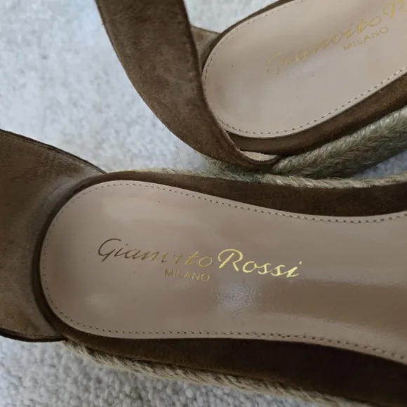 Gianvito Rossi Sandals Espadrilles Portofino Suede Brown Italian EU 36.5 US 6.5