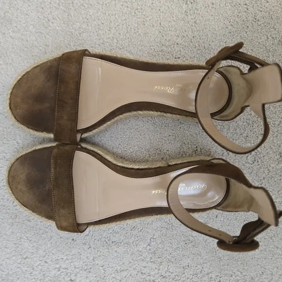 Gianvito Rossi Sandals Espadrilles Portofino Suede Brown Italian EU 36.5 US 6.5