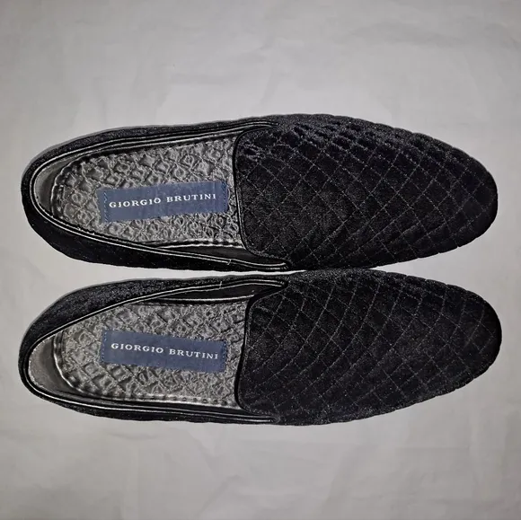 Giorgio Brutini Chatwal Dress Velvet Shoes/Loafers Men's Size 7.5M Quilted Black
