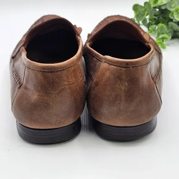 Giorgio Brutini Leather Loafers Tassel Woven Casual Comfort Bartell Brown 11.5M