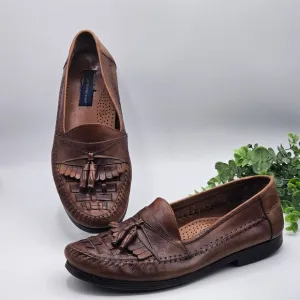 Giorgio Brutini Leather Loafers Tassel Woven Casual Comfort Bartell Brown 11.5M