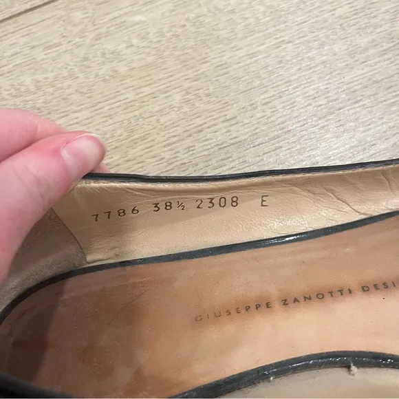 Giuseppe Zanotti Design Black Patent Leather Buckle Ballet Flats Size 38.5/8.5