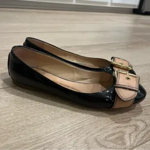 Giuseppe Zanotti Design Black Patent Leather Buckle Ballet Flats Size 38.5/8.5