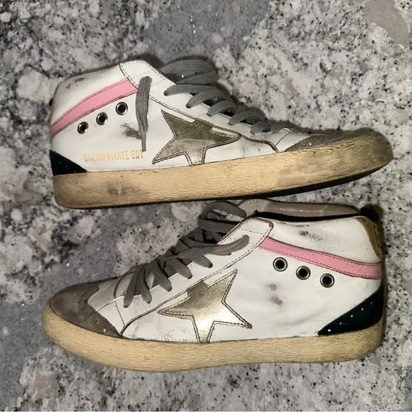 Golden Goose Gray and White Chunky Sneakers