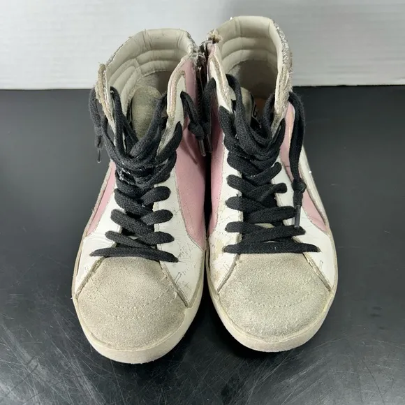 Golden Goose Pink and Black High-Top Sneakers