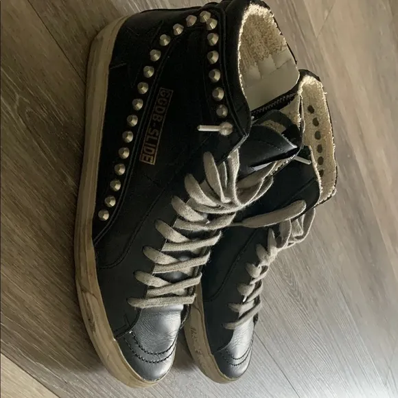 Golden Goose- Slide Black w studs High-Top Sneakers