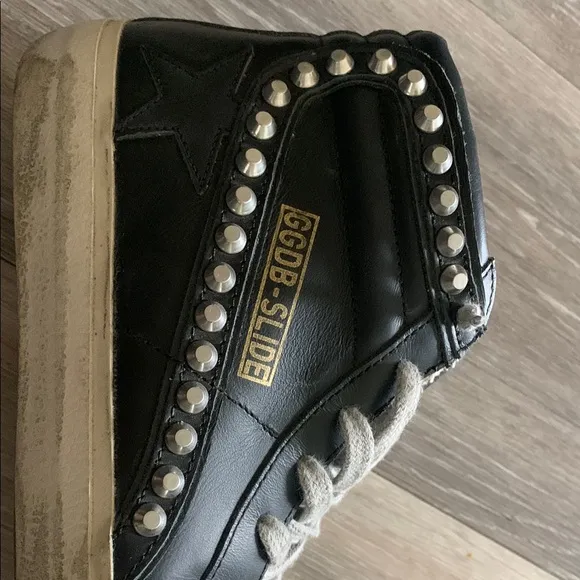 Golden Goose- Slide Black w studs High-Top Sneakers