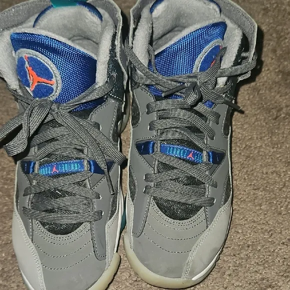 Gray and Blue High-Top Sneakers