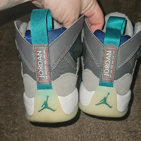 Gray and Blue High-Top Sneakers