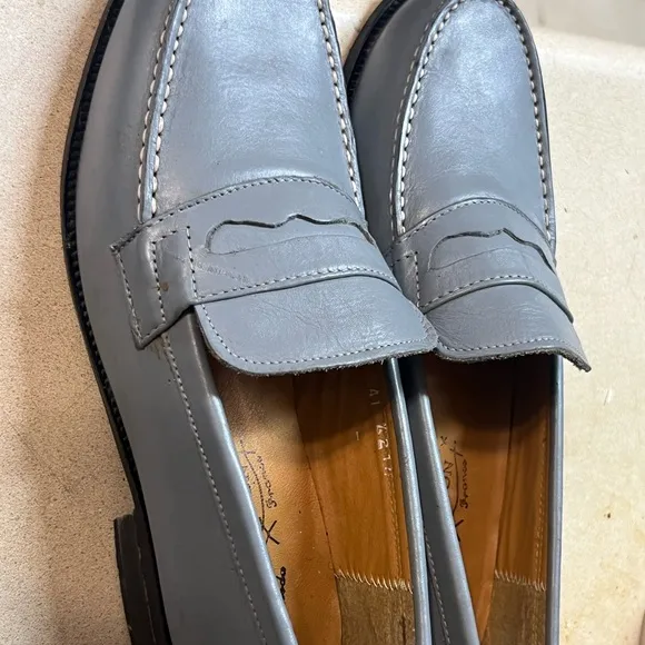 Gray Penny Loafers with Smooth Finish