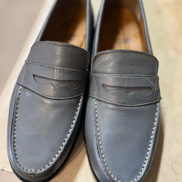 Gray Penny Loafers with Smooth Finish