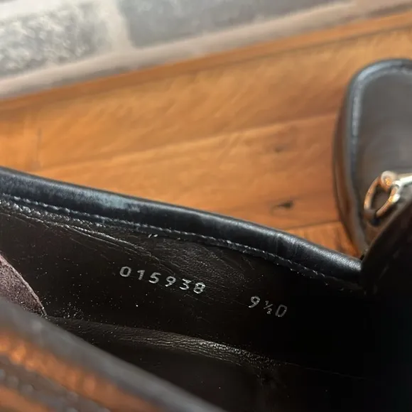 Gucci 015938 Black Leather Classic Horsebit Men's Loafers Shoes Size 9.5 D