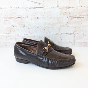 Gucci Brown Leather Horsebit Loafers Slip-On