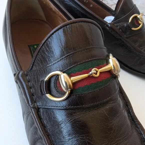 Gucci Brown Leather Horsebit Loafers Slip-On