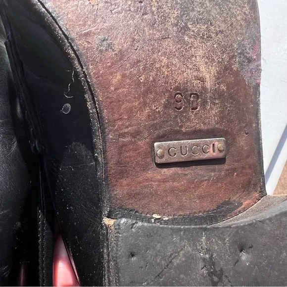 GUCCI horsebit black leather loafers 9D 9 D classic authentic