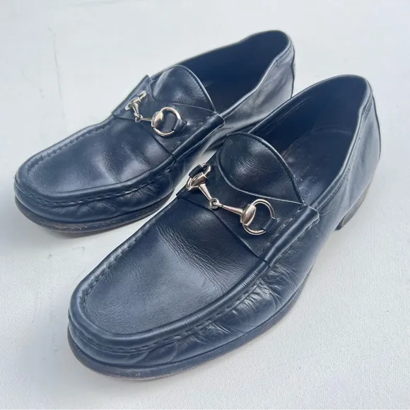 GUCCI horsebit black leather loafers 9D 9 D classic authentic
