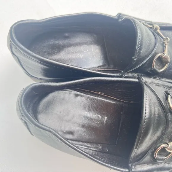 GUCCI horsebit black leather loafers 9D 9 D classic authentic
