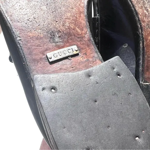 GUCCI horsebit black leather loafers 9D 9 D classic authentic