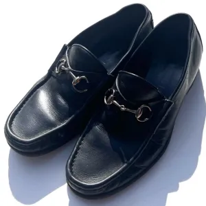 GUCCI horsebit black leather loafers 9D 9 D classic authentic
