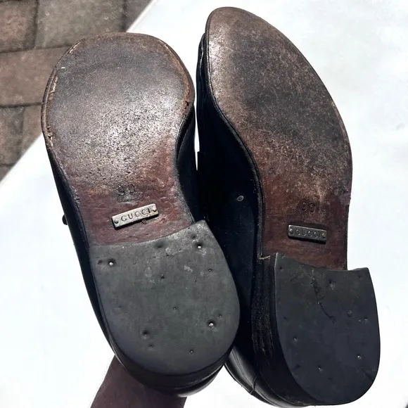 GUCCI horsebit black leather loafers 9D 9 D classic authentic