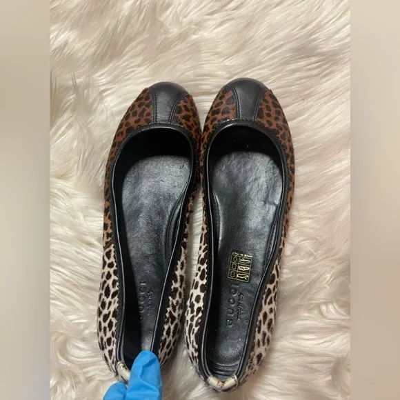 Gucci Leopard Pony Hair Ballet Flats