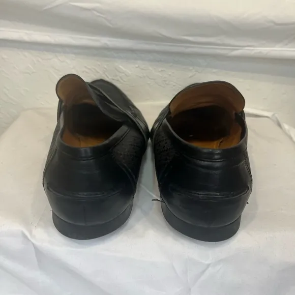 Gucci Men's Auth 10 1/2 Black Logo Diamante Leather Loafers Dress Shoes