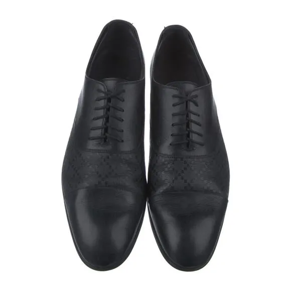Gucci Men's Black Leather Diamante Lace Up Oxfords Dress Shoes Size 7