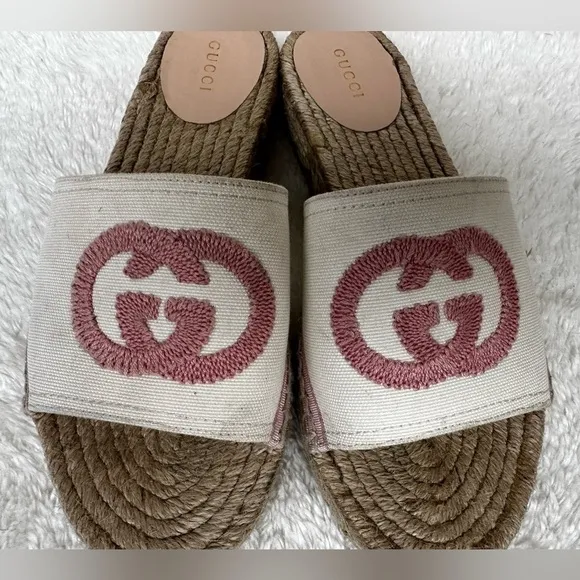 Gucci Pilar GG Double Stack Espadrilles Size 37