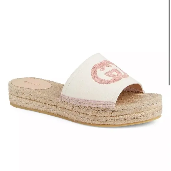 Gucci Pilar GG Double Stack Espadrilles Size 37